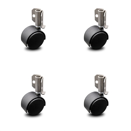 Service Caster 2 Inch Flat Black Hooded Nylon Twin Wheel Caster with Inside Mount Set SCC SCC-GR02S50D-NYS-FB-716X78-CB90-4